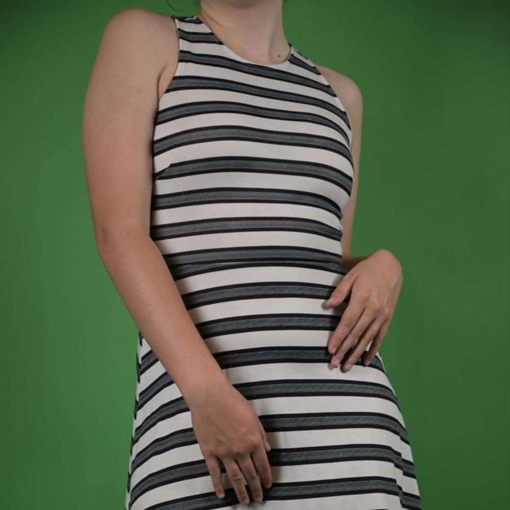 H&M black and white lined dress